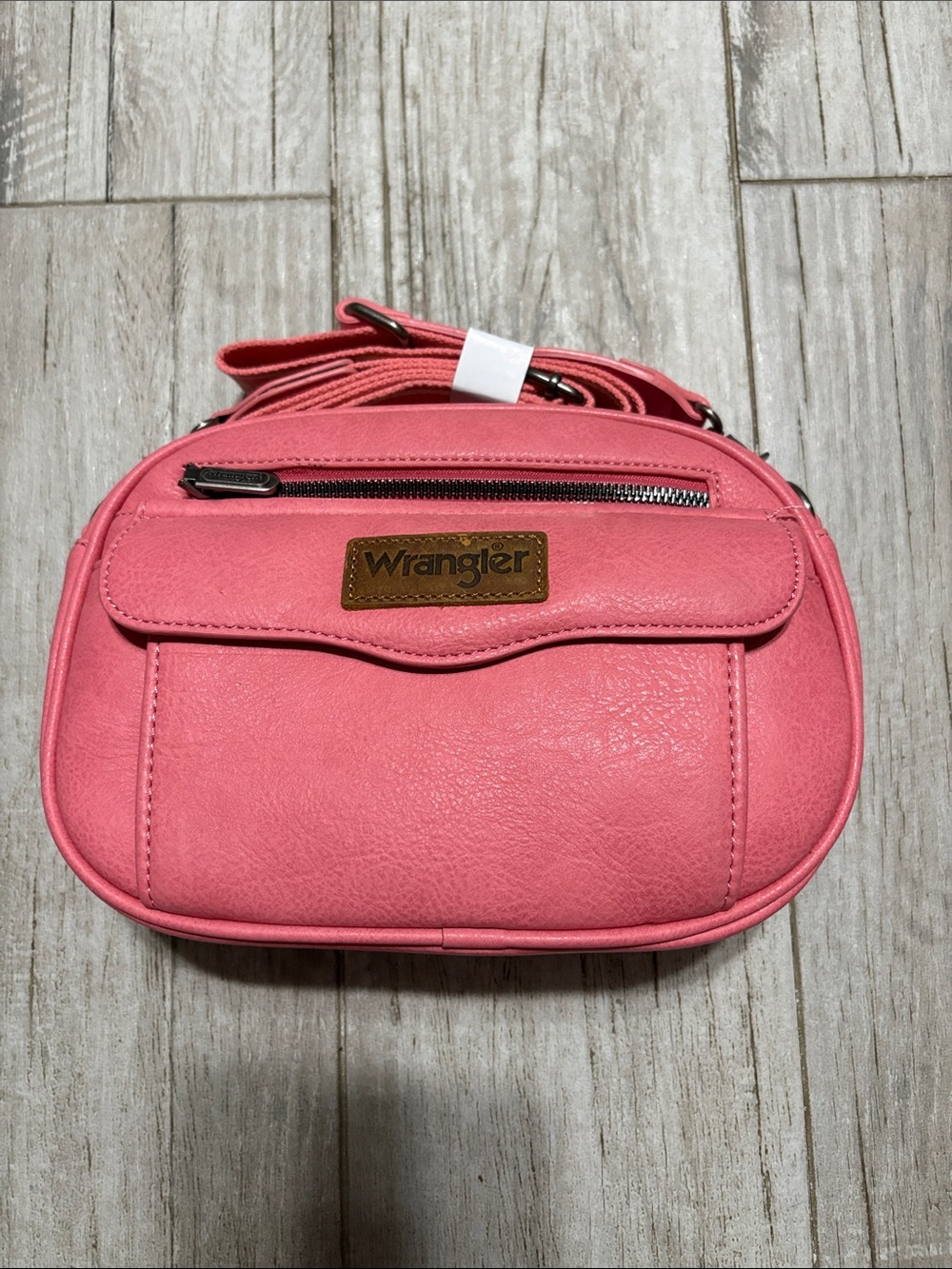 Wrangler Coral Pink Crossbody Bag with Front Zip Pocket